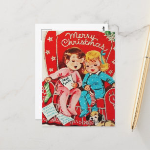 schattige kerstkerst-kinderen briefkaart