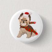 Schattige kerstkie in Santa Hat Button (Voorkant)