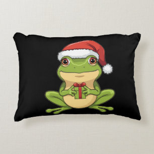 Schattige Kerstkikker met Santa-hoed die een cadea Accent Kussen