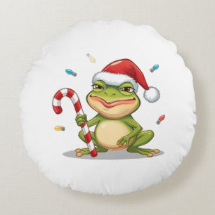 Schattige Kerstkikker Met Suikerstok - Grappige Fe Rond Kussen