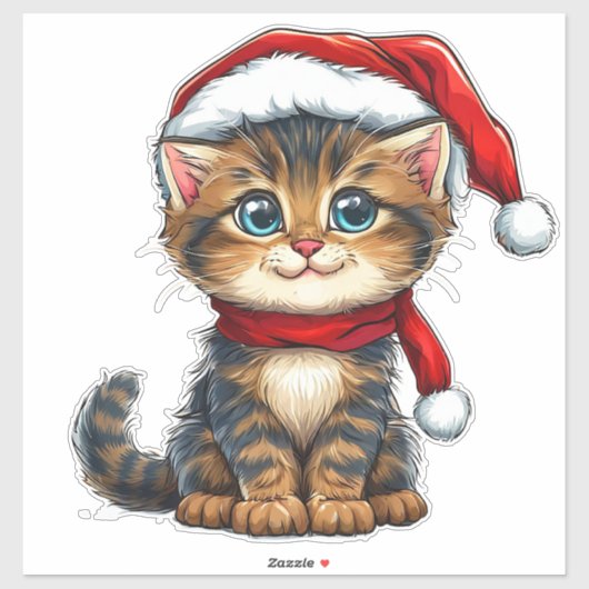 Schattige Kerstkitten met een kerstmuts Sticker (Vel)