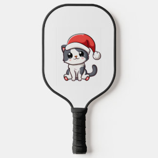Schattige kerstkitten met kerstmuts pickleball paddle