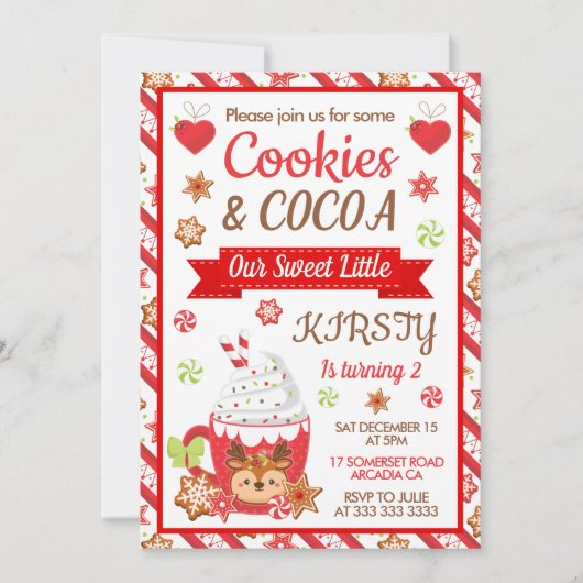 Schattige kerstkoekjes en cacaoverjaardag kaart (Voorkant)