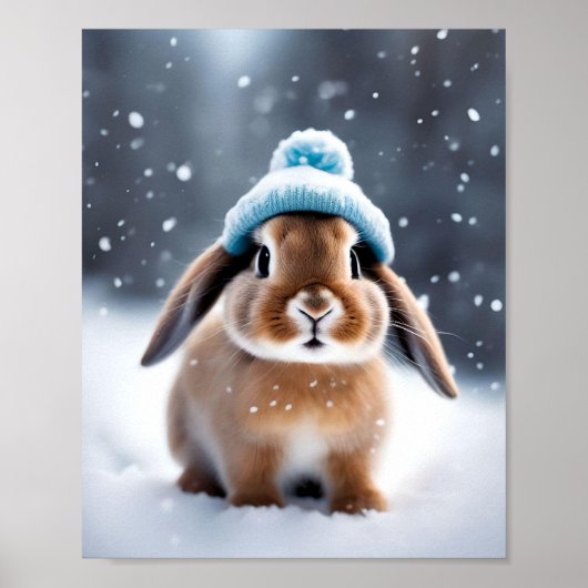 Schattige Kerstkonijn in een Bobble Pet EIGEN KUNS Poster (Voorkant)