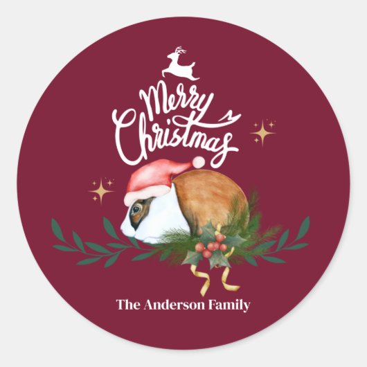 Schattige kerstkonijn ronde sticker (Voorkant)