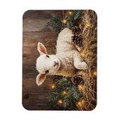 Schattige kerstlam rustiek schilderij magneet (Verticaal)