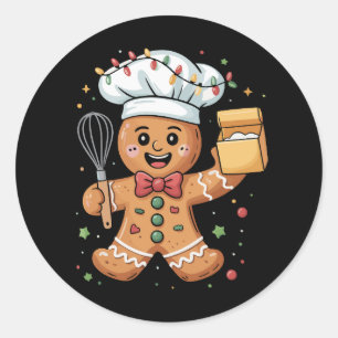 Schattige kerstman bakker Kerst Chef Bakken Ronde Sticker