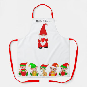 Schattige Kerstman Dwerg en Elf Team  Schort