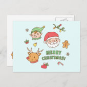Schattige Kerstman, Elf, Rendier, Peperkoek Feestdagenkaart (Voorkant / Achterkant)