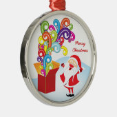Schattige kerstman en cadeaudoos Kerstornament Metalen Ornament (Rechts)