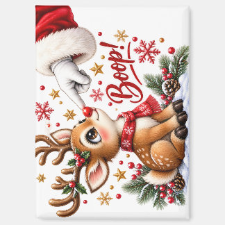 Schattige Kerstman En Neus Tik Van Rendier Kerstmi Magneet