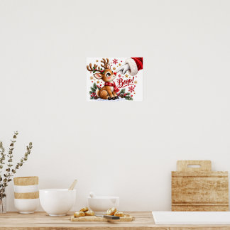 Schattige Kerstman En Neus Tik Van Rendier Kerstmi Poster