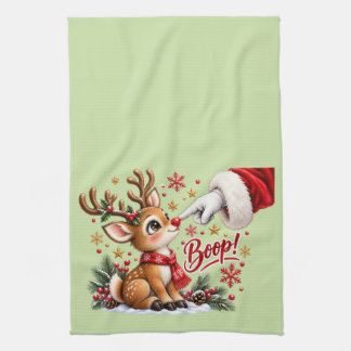 Schattige Kerstman En Neus Tik Van Rendier Kerstmi Theedoek