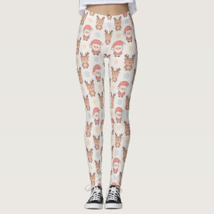Schattige Kerstman en Rendier Patroon Leggings