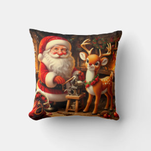 Schattige Kerstman en rendieren Kussen
