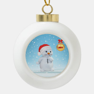 Schattige Kerstman en sneeuwvlokken Keramische Bal Ornament