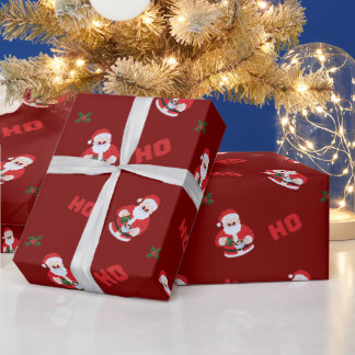 Schattige Kerstman HO HO HO Kerstcadeaupapier Cadeaupapier