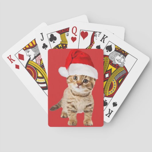 Schattige Kerstman Kat Kitten Pokerkaarten (Achterkant)