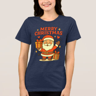 Schattige Kerstman Kerst Kunst – Prettig Kerstfee Tri-Blend Shirt