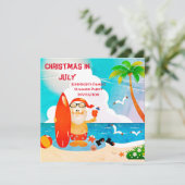 Schattige Kerstman Kerstmis in juli zomerfeest   Kaart (Staand voorkant)