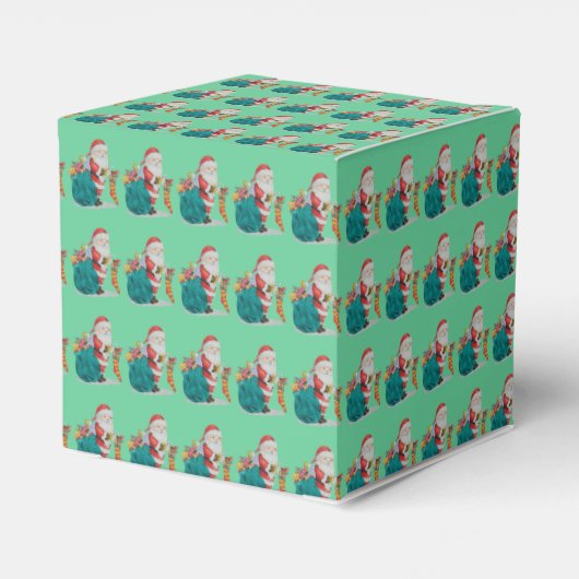 schattige kerstman met cadeaus en speelgoed in sac bedankdoosjes (Achterkant)