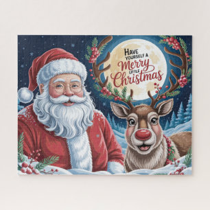 Schattige Kerstman met vrolijke Kerstmis rendieren Legpuzzel