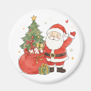 Schattige Kerstman met Zak met Cadeaus voor Klassi Magneet
