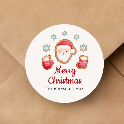 Schattige Kerstman Prettig Kerstfeest Ronde Sticker