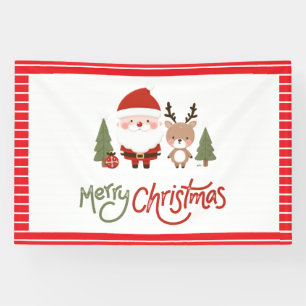 Schattige Kerstman & Rendieren Spandoek
