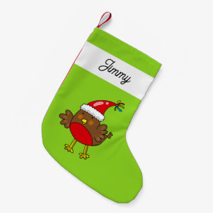 Schattige Kerstman Robin Vogel en Aangepaste Naam Kleine Kerstsok