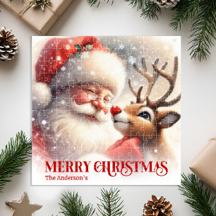 Schattige kerstman Rudolph Persoonlijke Kerst Kind Legpuzzel