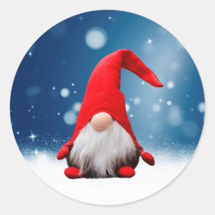 Schattige Kerstman Sneeuwsterren Ronde Sticker