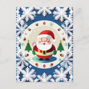 🎅 Schattige Kerstman Sneeuwvlok Feestelijk Kerstm Briefkaart