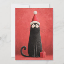 Schattige Kerstman Zwarte Kat voor Dierenliefhebbe