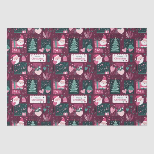 Schattige kerstmanpatroon tissuepapier (Voorkant)