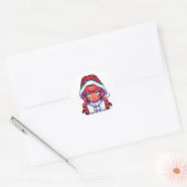 Schattige kerstmeisje ronde sticker (Envelop)