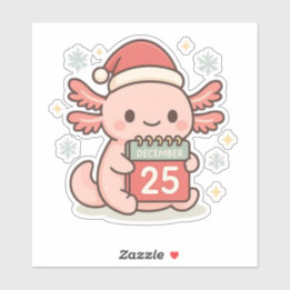 Schattige Kerstmis Axolotl Sticker | Kawaii Vakant