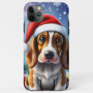 Schattige Kerstmis Basset Hond Speelse Vreugde iPhone 11 Pro Max Hoesje