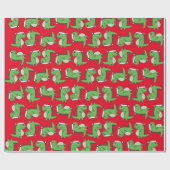 Schattige kerstmis dinosaurus inpakpapier (Vlak)