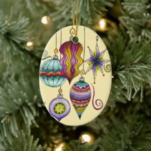 Schattige Kerstmis, Elegante en Fantasievolle Glas Keramisch Ornament