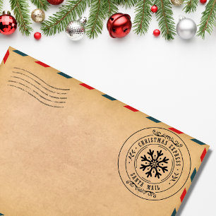 Schattige Kerstmis Express Santa Post Sneeuwvlok Rubberstempel
