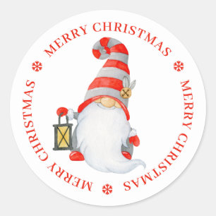 Schattige Kerstmis Gnome Gepersonaliseerd Ronde Sticker