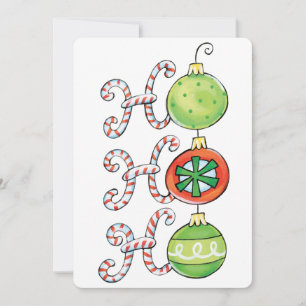 Schattige Kerstmis Ho Ho Ho, Candy Cane-sieraden Kaart
