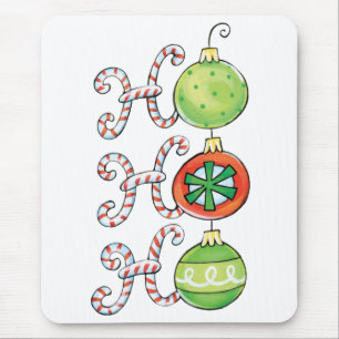 Schattige Kerstmis Ho Ho Ho, Candy Cane-sieraden Muismat
