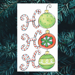 Schattige Kerstmis Ho Ho Ho, Candy Cane-sieraden Rechthoekige Sticker