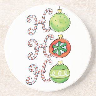 Schattige Kerstmis Ho Ho Ho, Candy Cane-sieraden Zandsteen Onderzetter