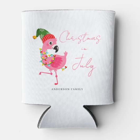 Schattige Kerstmis in juli Flamingo Blikjeskoeler (Voorkant)