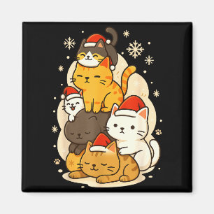 Schattige Kerstmis Kawaii Katten Neko Grappige Kit Magneet