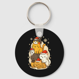 Schattige Kerstmis Kawaii Katten Neko Grappige Kit Sleutelhanger