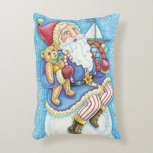 Schattige Kerstmis, Kerstman op Sneeuwbal met Spee Accent Kussen
